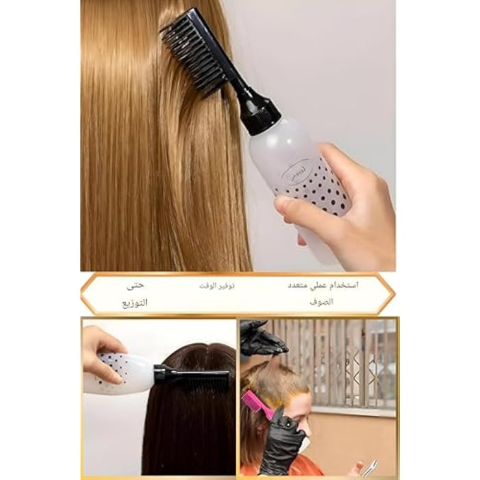 Multi-Color Hair Coloring & Oil Packaging - 3-Piece Plastic Bottles with Combs for Easy Application on Scalp in Salons or at Home - Image 3